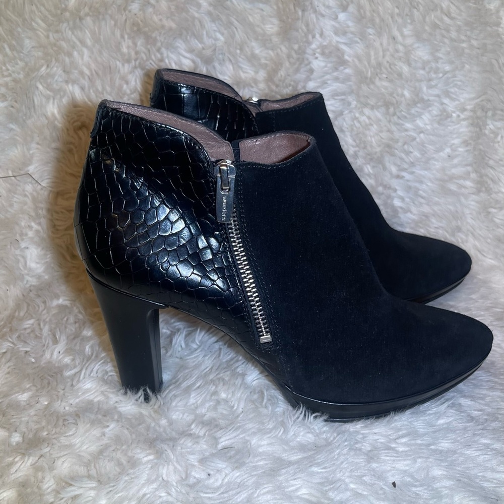 Black Textured Ankle Boots
